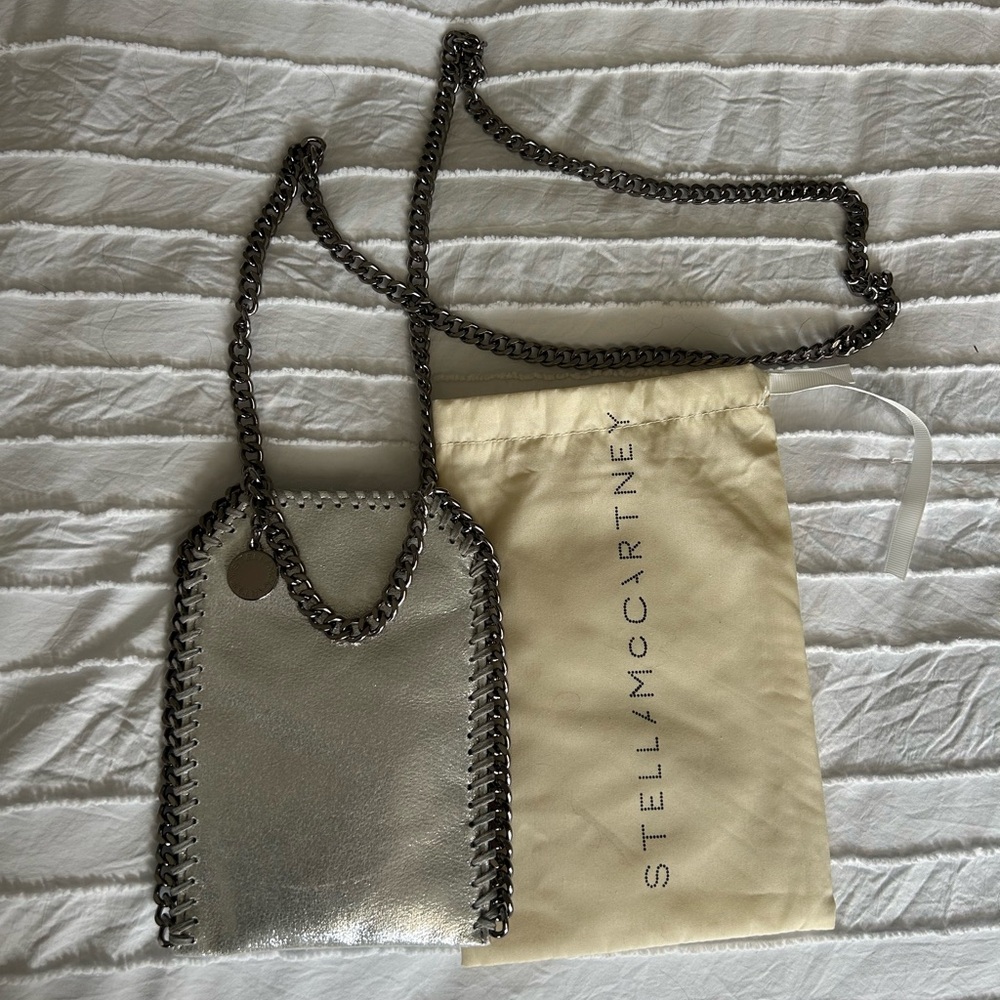 Stella McCartney Metallic Silver Chain Pouch